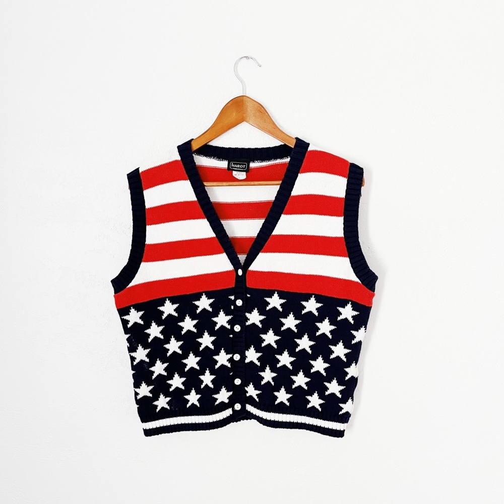 Vintage American Flag Sweater Vest